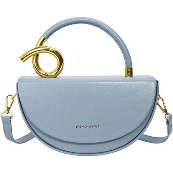 Women's Vegan Leather Saddle Flap Lock Crossbody Small Clutch Satchel Tote Bag - Picture 1 of 7